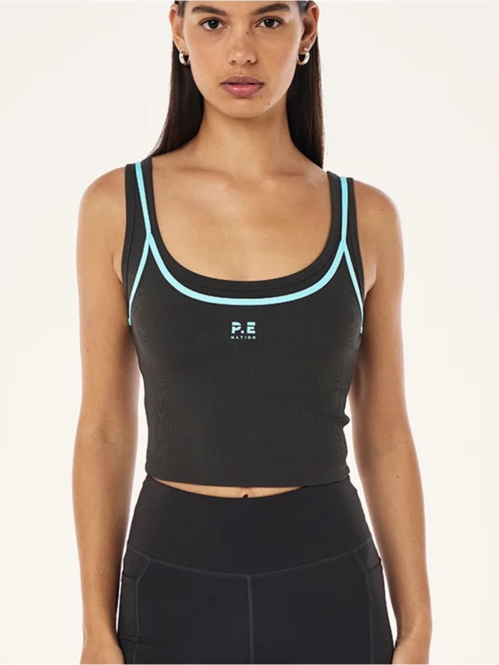 P.E Nation Crop Tank Smokestone & Aqua XS